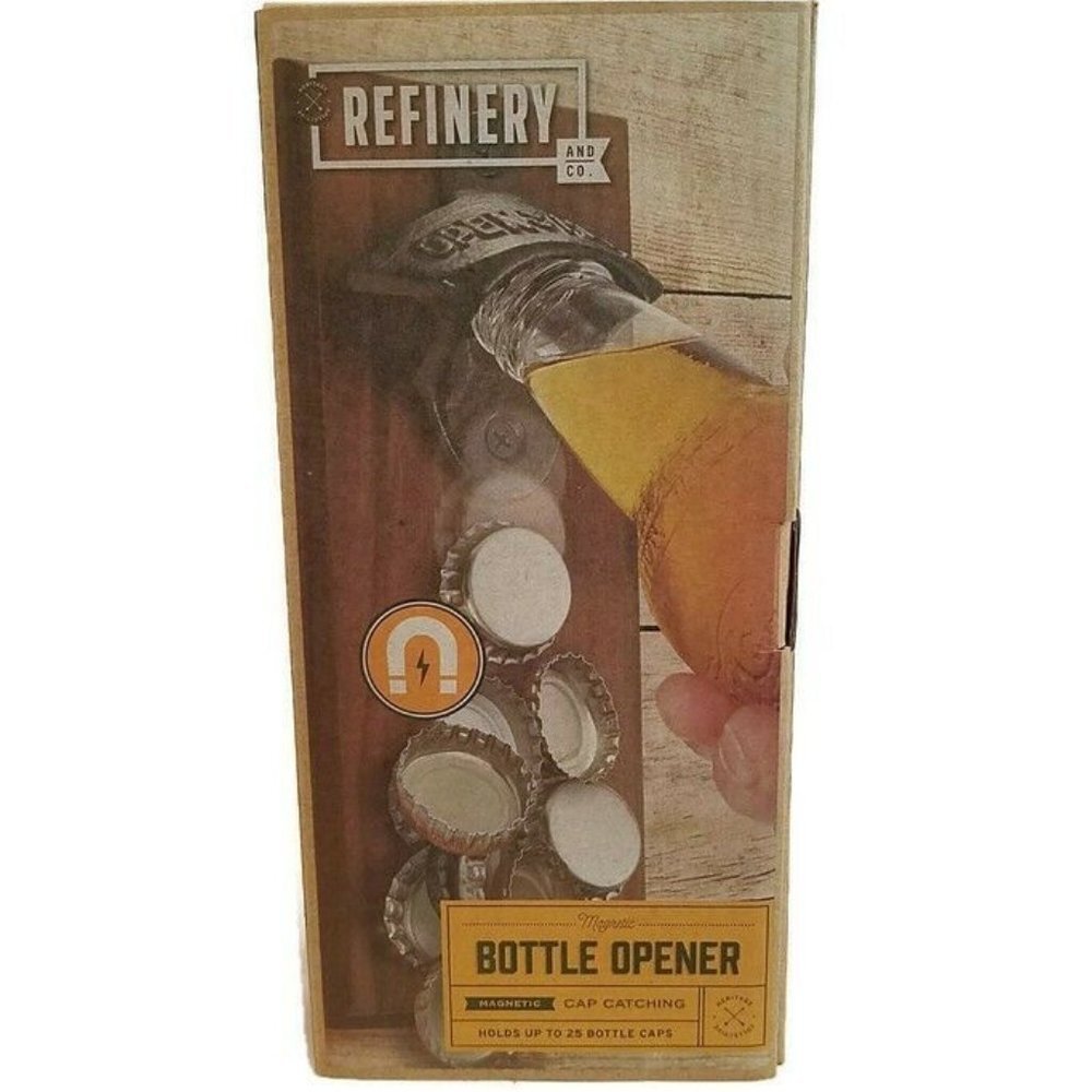 Magnetic Bottle Opener Vintage Metal Finished Wood